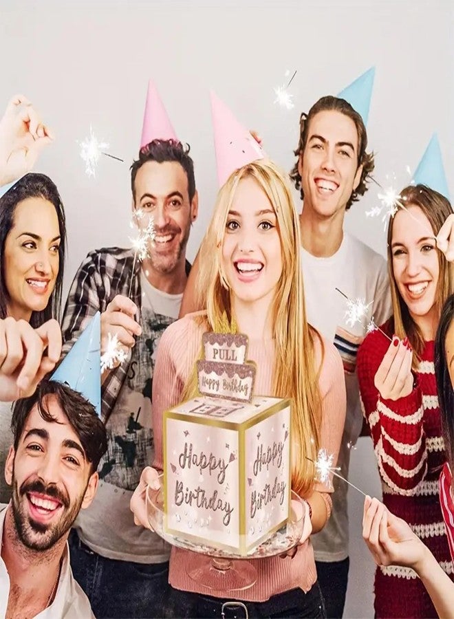 MFCMF Birthday Money Box with 30 Transparent Bags, Pull-Out Cash Gift Holder with Happy Birthday Card & DIY Stickers - Fun Surprise Gift Idea for Any Age, Perfect for Boys, Girls, Family & Friends（Pink - Image 4